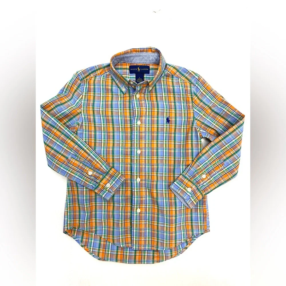 Ralph Lauren Boys Plaid Cotton Button Down Shirt